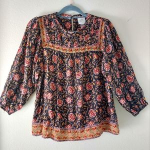 BOHO/ HIPPIE HINDU PRINT PEASANT TOP